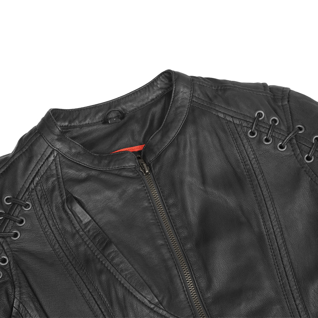 Women's Stylish Jacket with Grommet and Lacing Accents