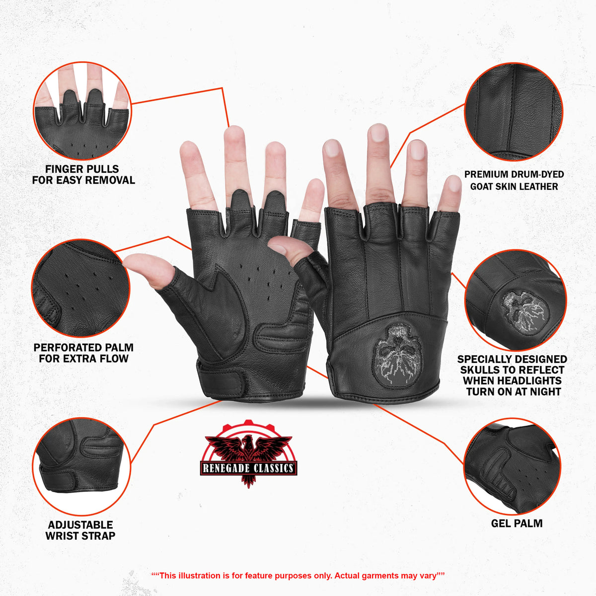 Reflective Skull Fingerless Glove