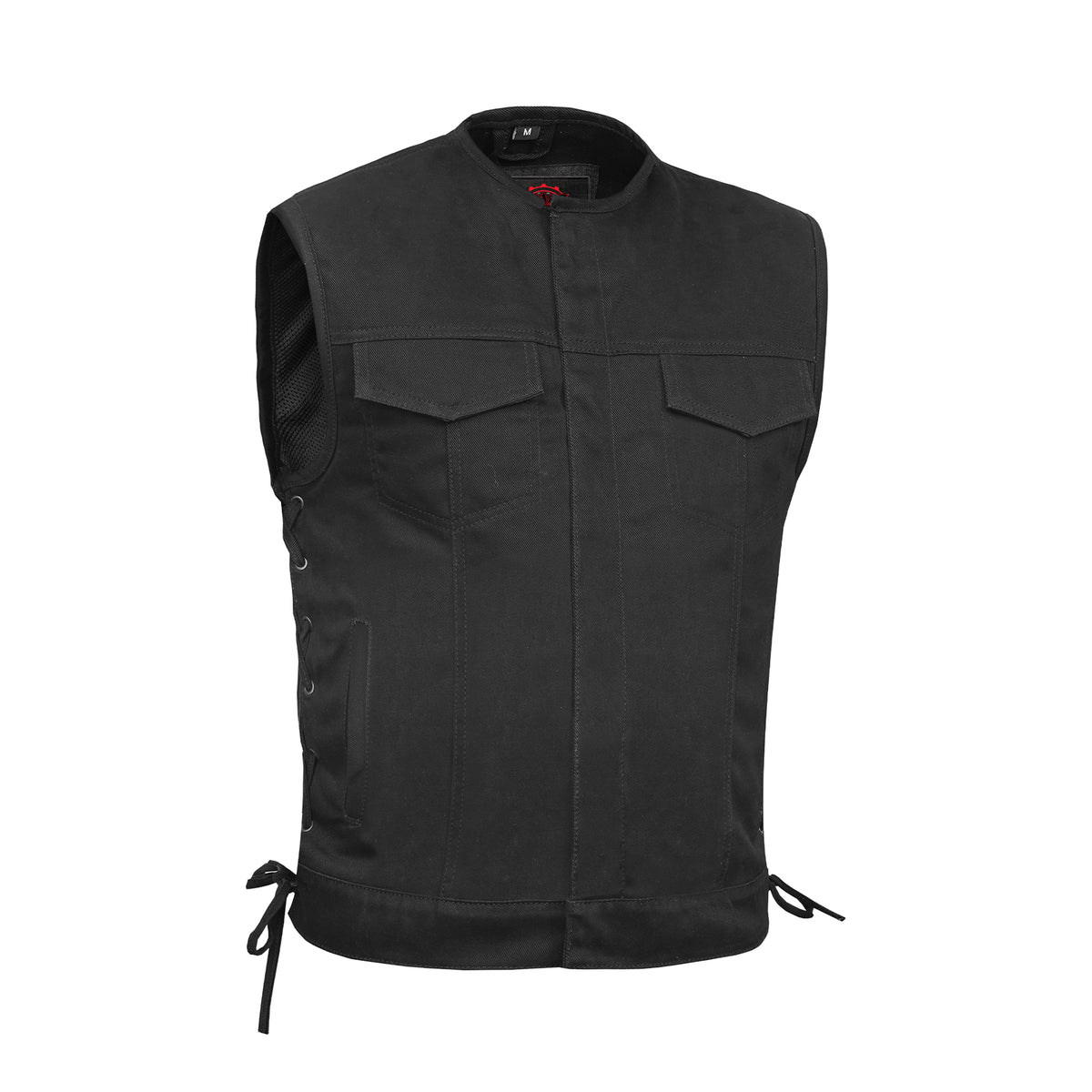 Men's Upgraded All-Black Denim Motorcycle Vest – Smart Access Pockets