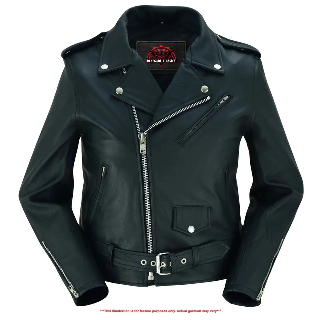 Women's Classic Plain Side Fitted M/C Style Jacket