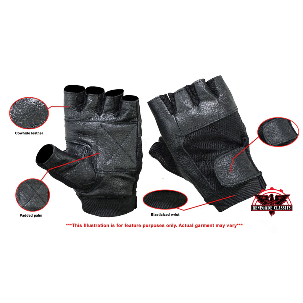 Leather/ Mesh Fingerless Glove