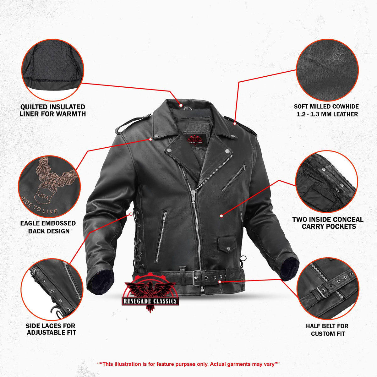 Freedom Rider Black Men's Leather Jacket – Eagle Embossed
