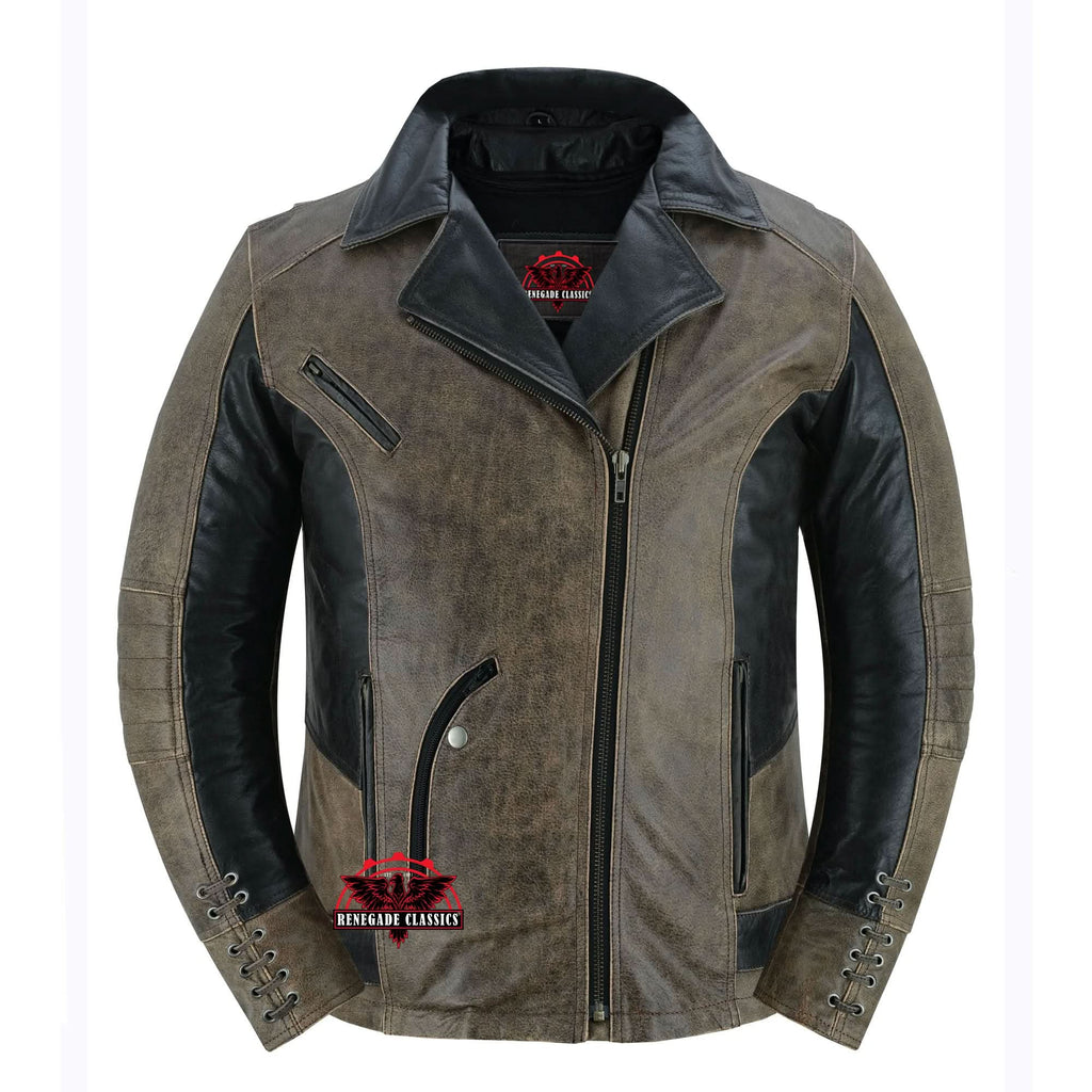 Fusion Flow Women's  Leather Motorcycle Jacket