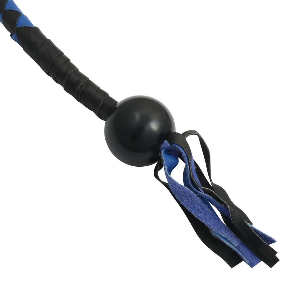 GBW21B Leather Biker Whip-Blue/Black W / Black Pool Ball