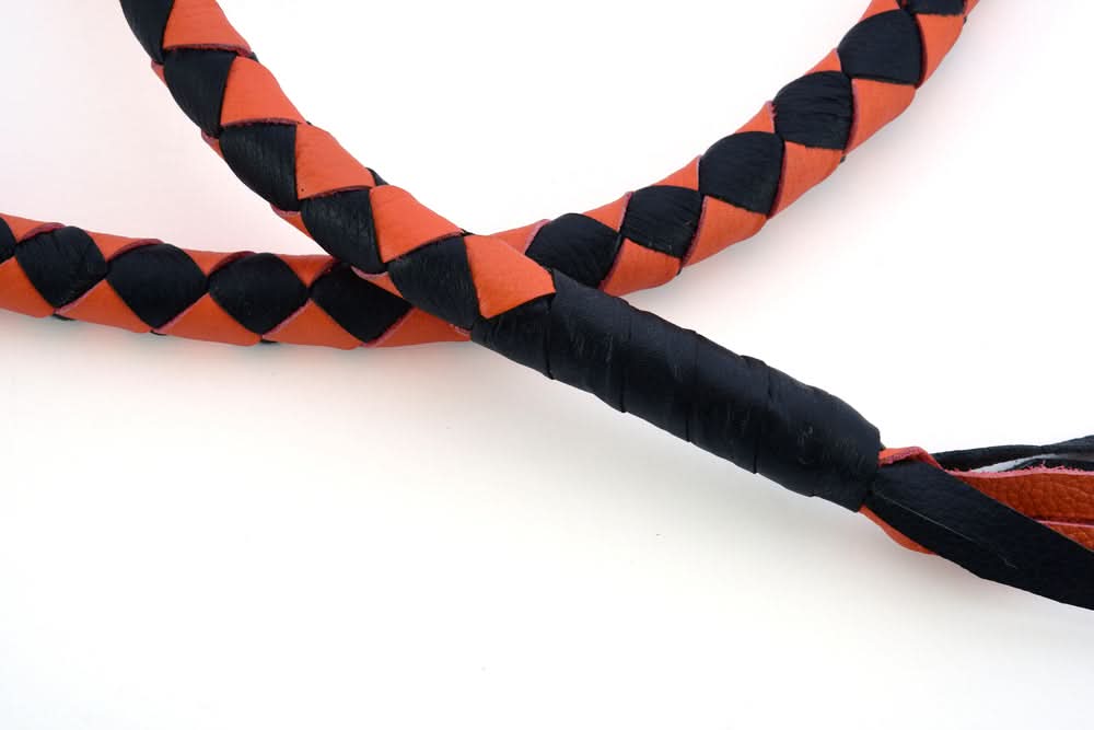 GBW22 Leather Biker Whip-Orange/Black