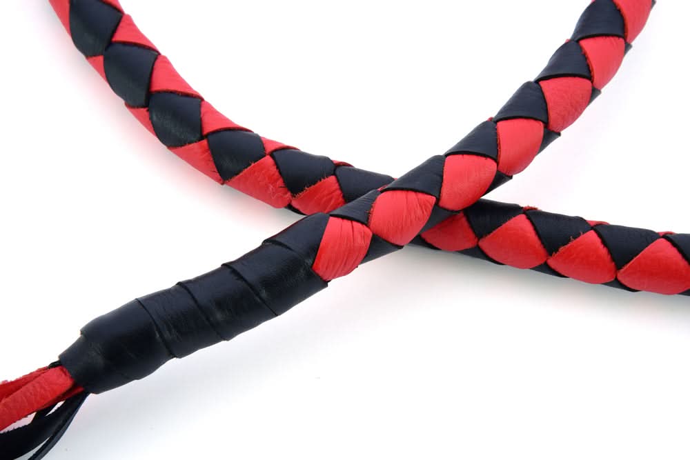 GBW23 Leather Biker Whip-Red/Black