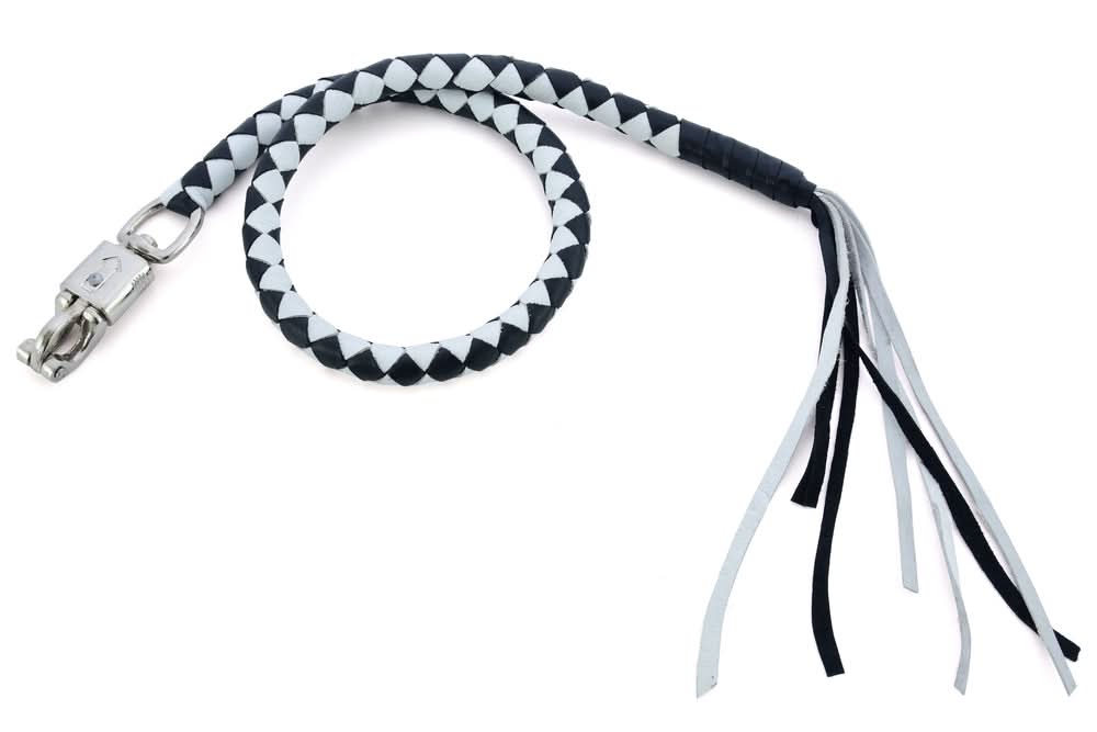 GBW24 Leather Biker Whip-White/Black