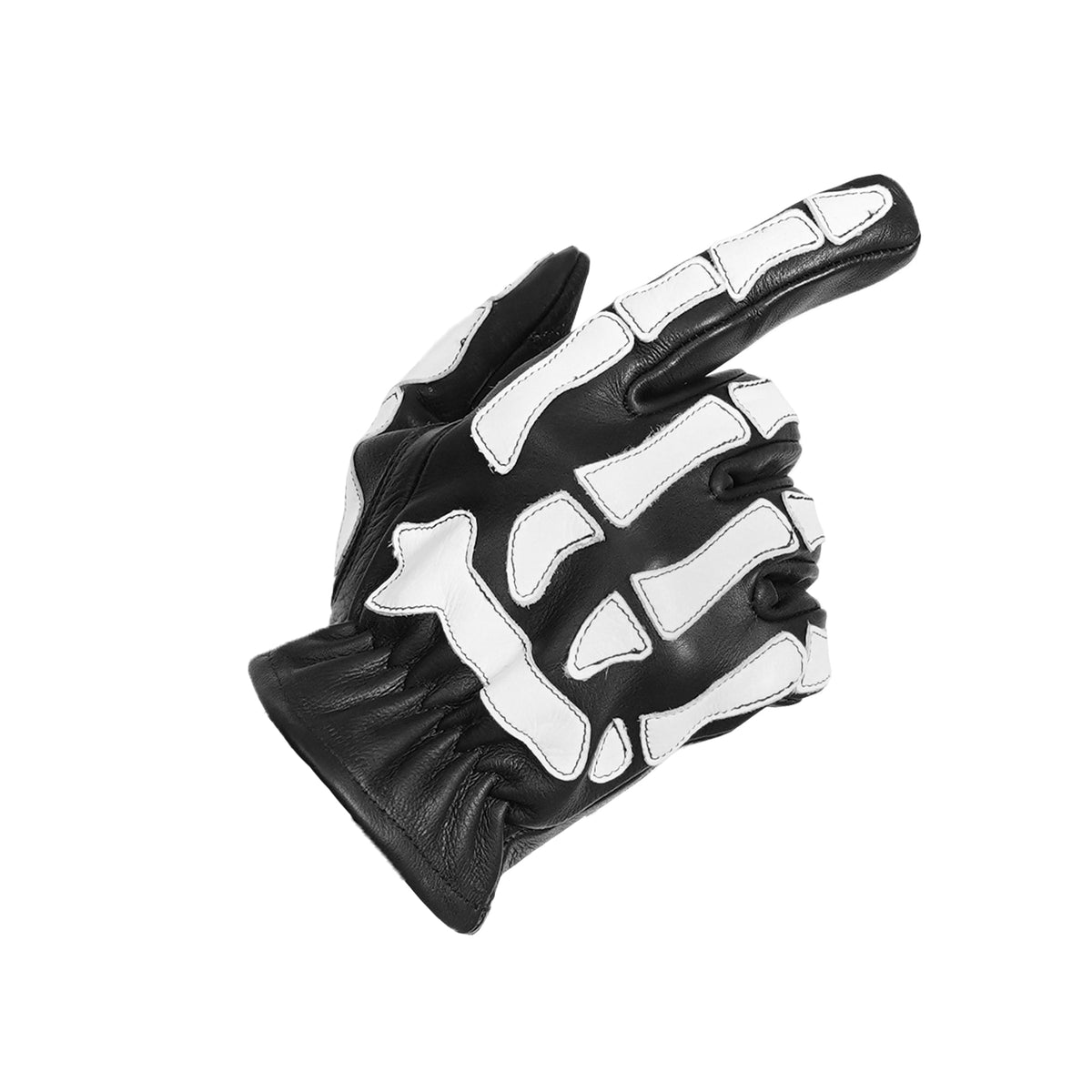SkullTrail Men's leather  gloves Black & White