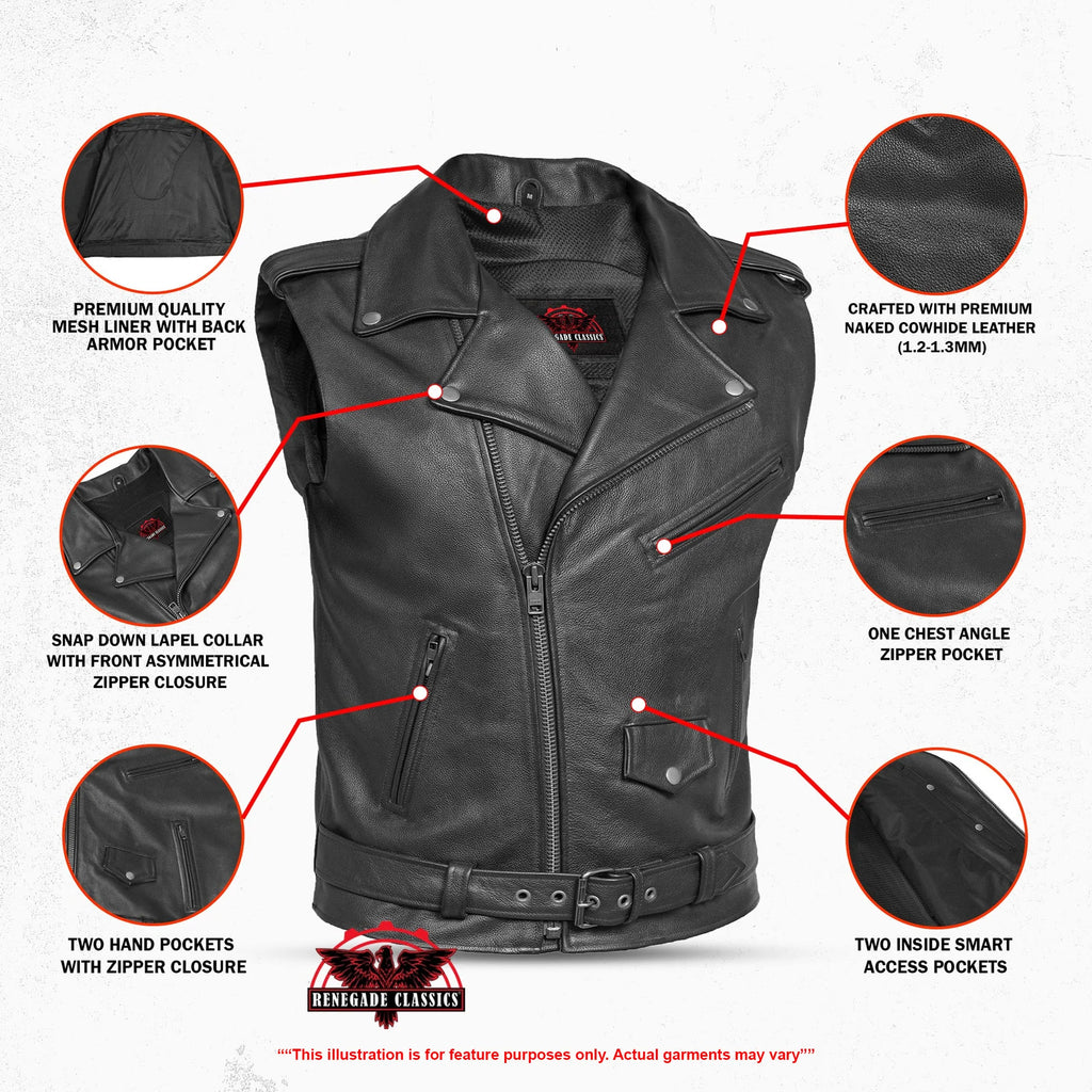 Cruze™ Mens Leather Motorcycle Vest