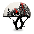 DOT Approved Daytona Motorcycle Half Face Helmet - Skull Cap Graphics for Men & Women, Scooters, ATVs, UTVs & Choppers - W/ Rockin' Reaper