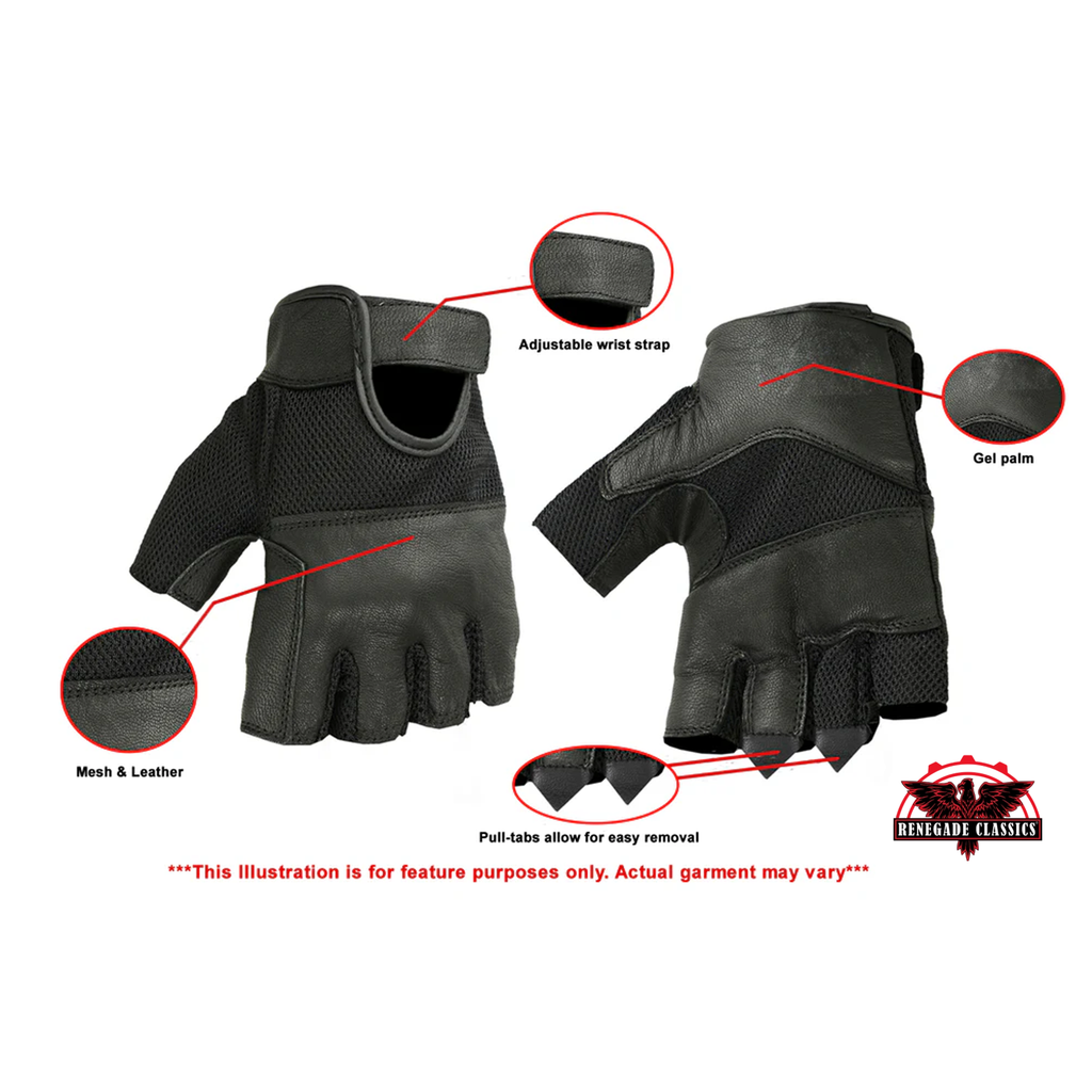 Leather / Mesh Fingerless Glove