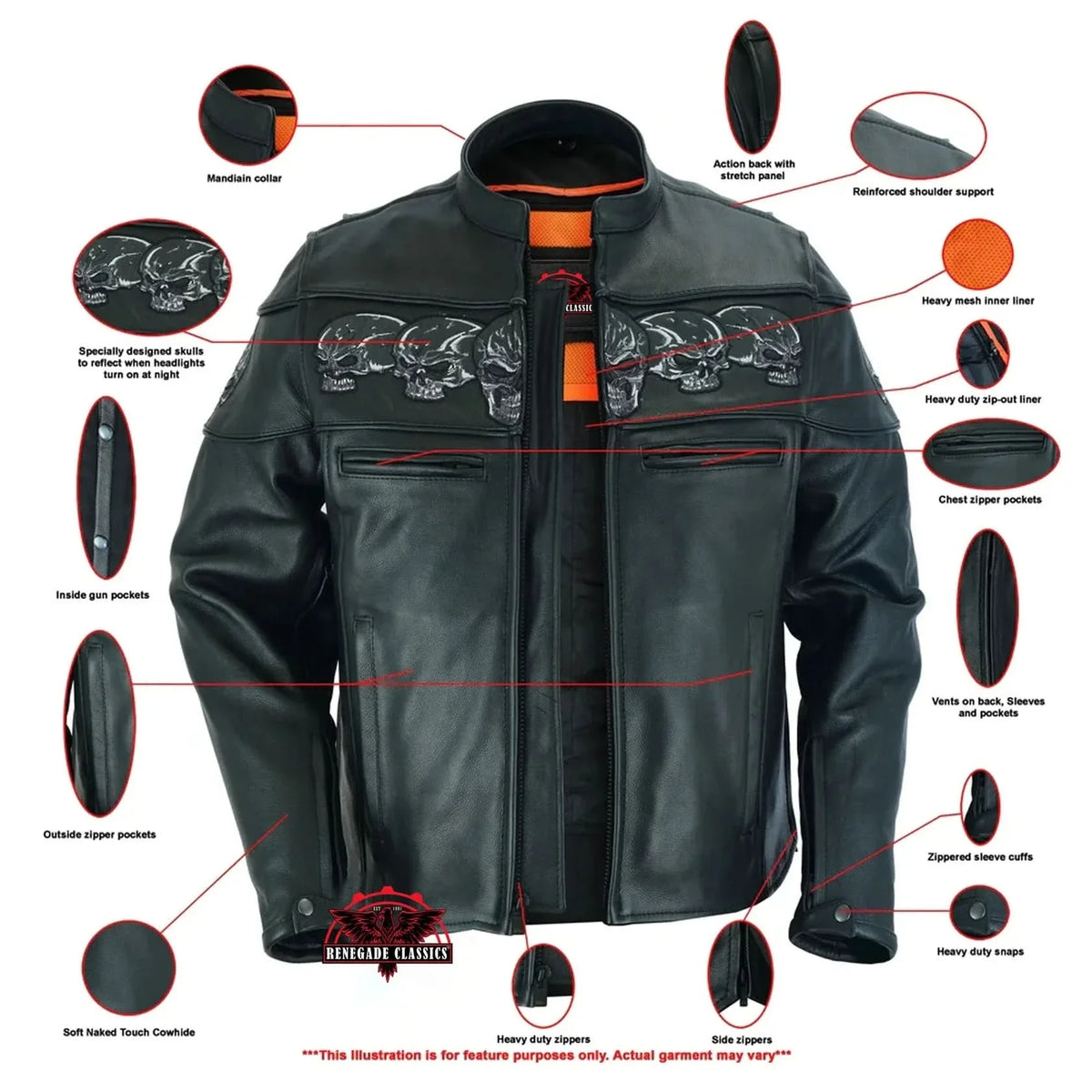 Men's Black Reflective Skulls Scooter Jacket
