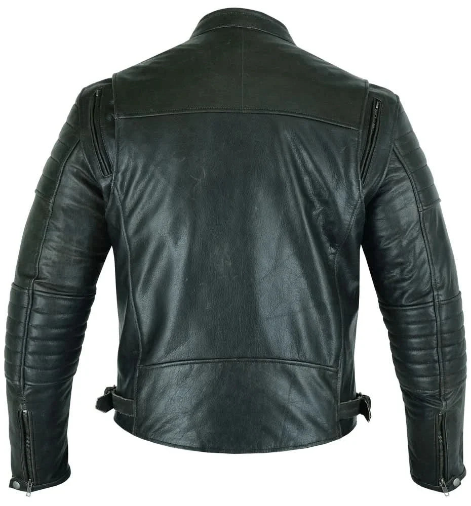 Men's Gun Metal Brown Crossover Leather Scooter Jacket