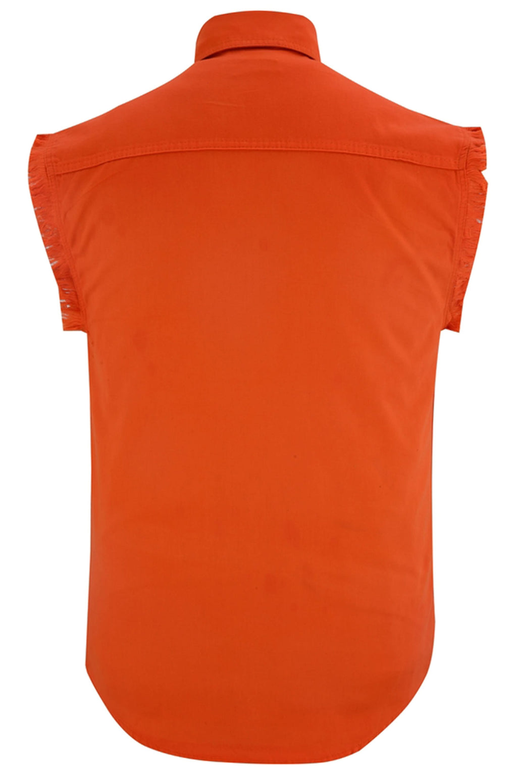 Men's Orange Lightweight Sleeveless Denim Shirt