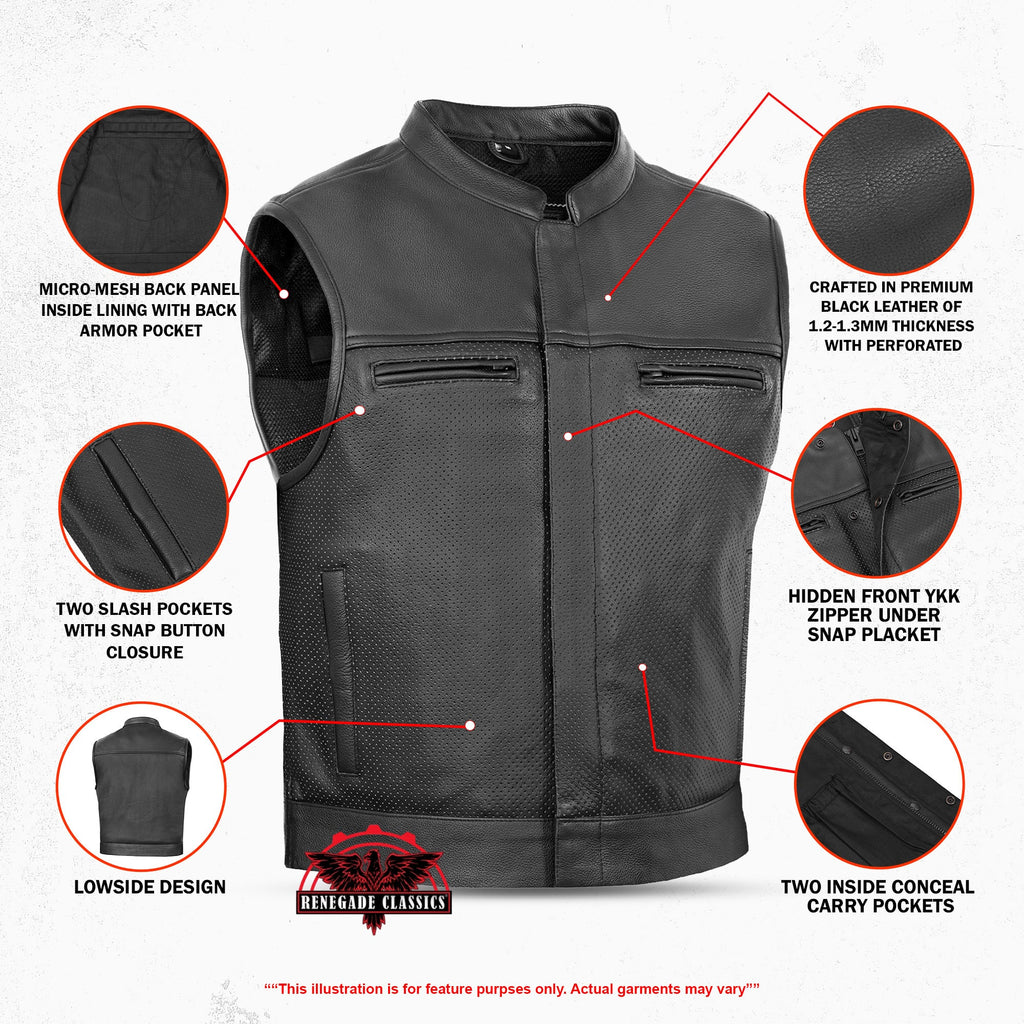 Gravel Ghost™ Lowcut Men’s Leather Motorcycle Vest