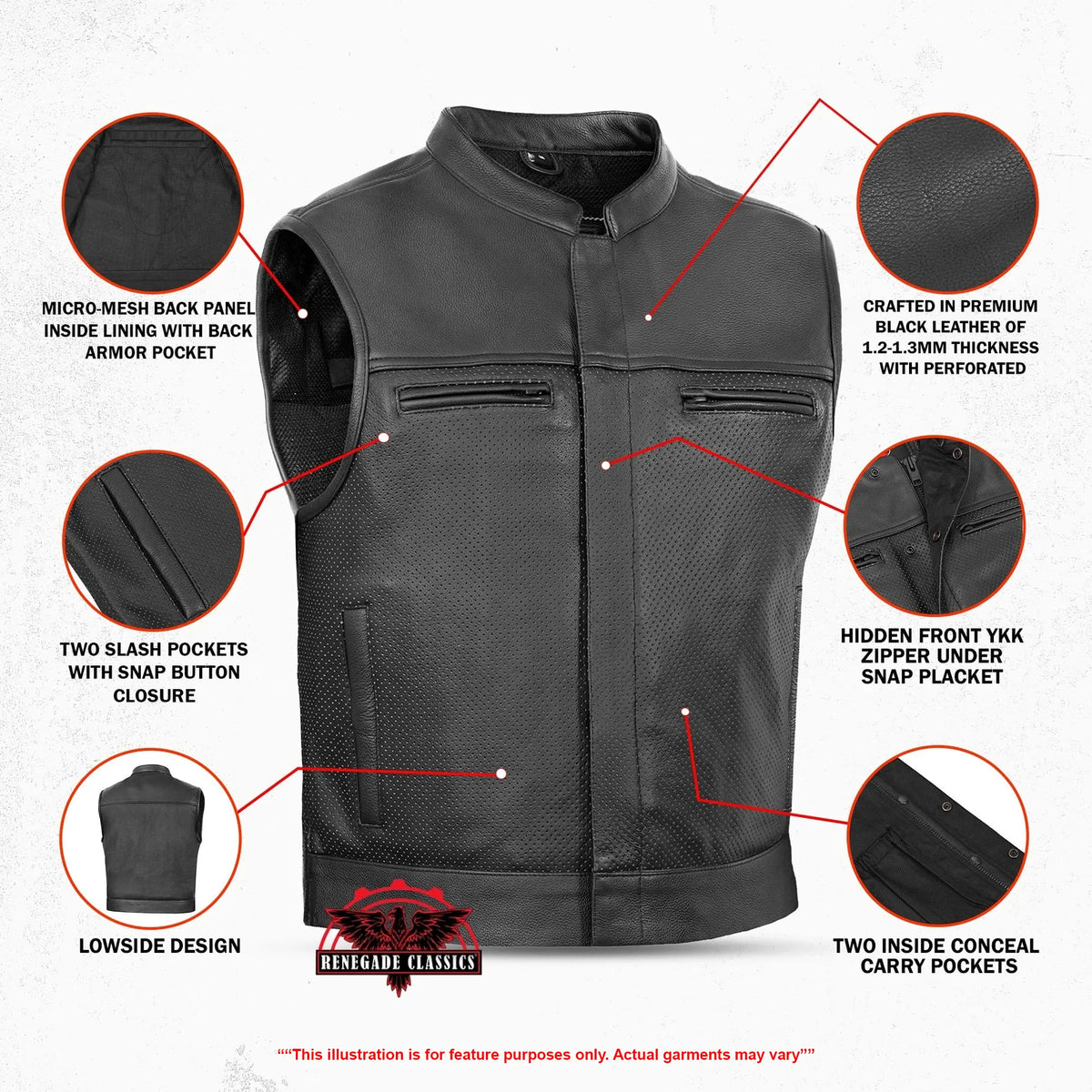 Gravel Ghost Lowcut Mens Leather Motorcycle Vest
