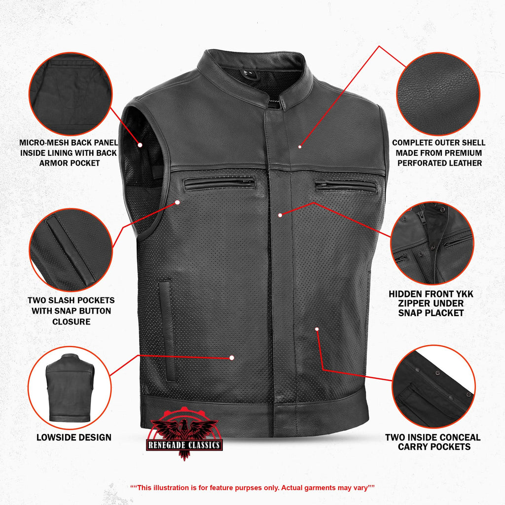 Gravel Ghost™ Lowcut Men’s Leather Motorcycle Vest