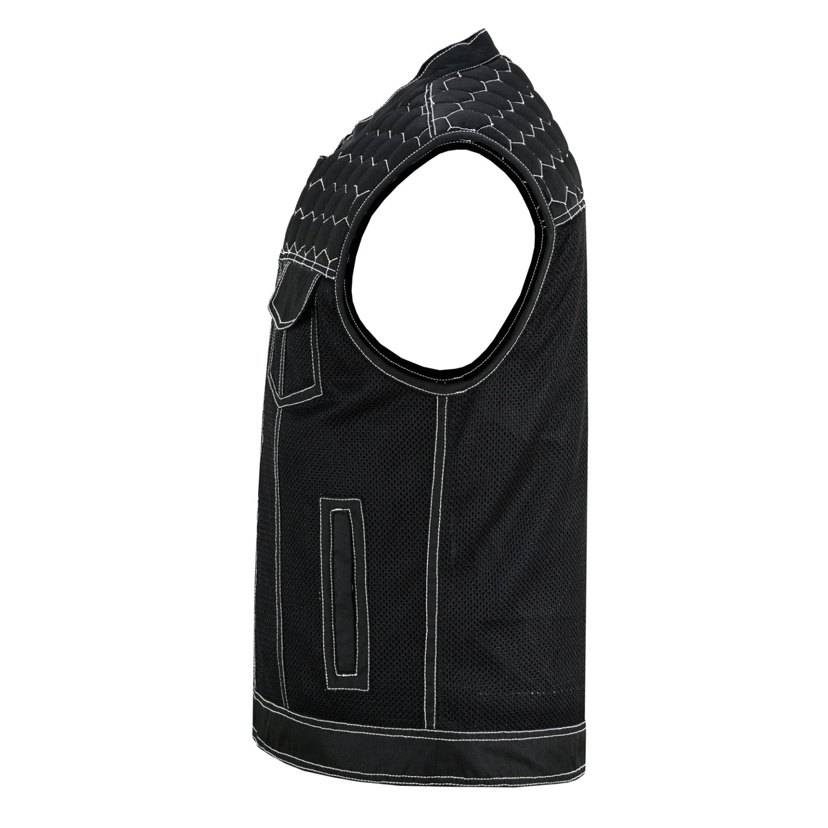 Men's Black Mesh Textile Vest with White Paisley Liner