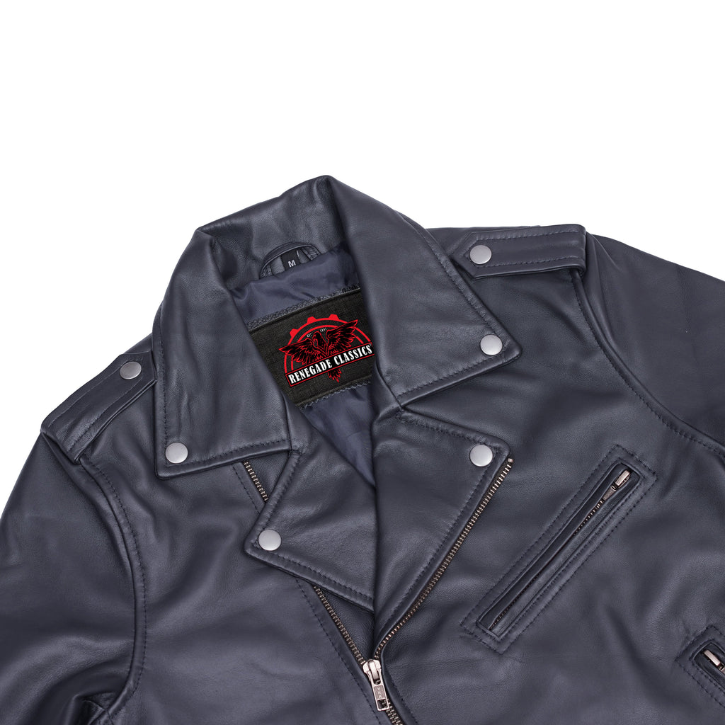 Moonlight Women's Navy Blue Fashion Leather Jacket