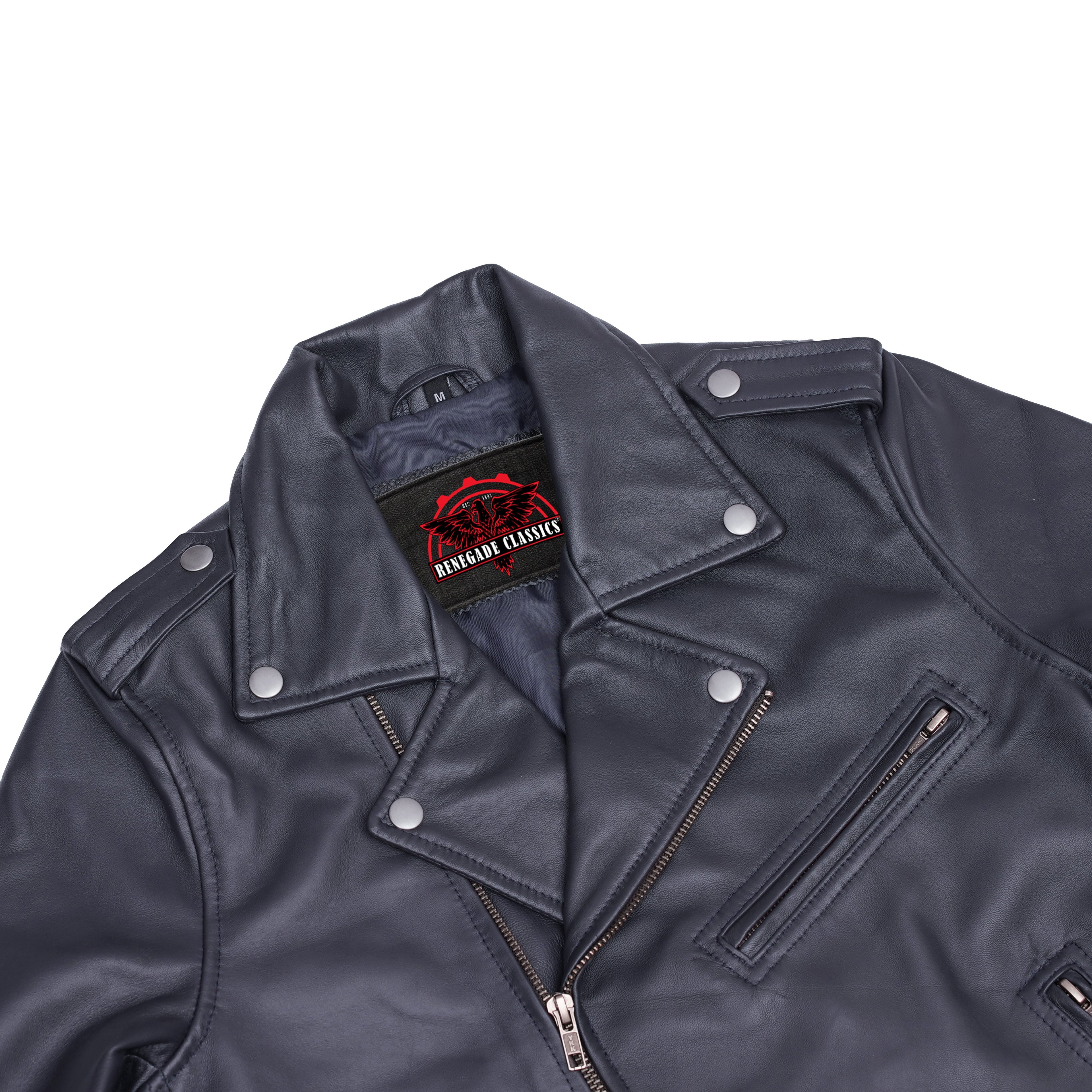 Moonlight Women's Navy Blue Fashion Leather Jacket