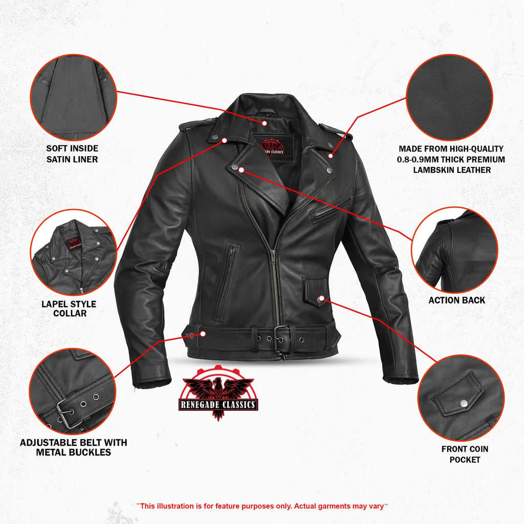 Night Shine Women's Black Fashion Leather Jacket