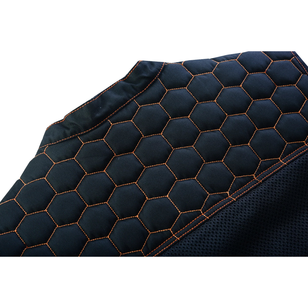Night Tiger Men's Black Mesh Textile Vest with Orange Diamond Stitch