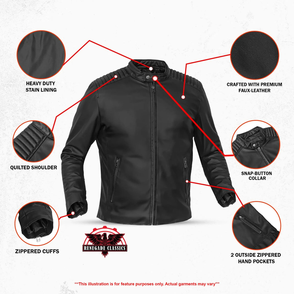 Rivet Soul Men’s Faux Leather Motorcycle Jacket