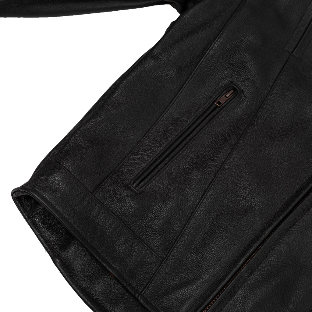 Men's Black Vented Motorcycle Jacket with Plain Sides
