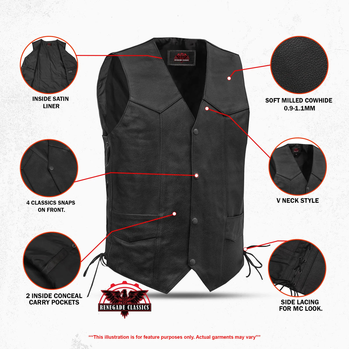 Men's Side Lace Economy Vest - Black