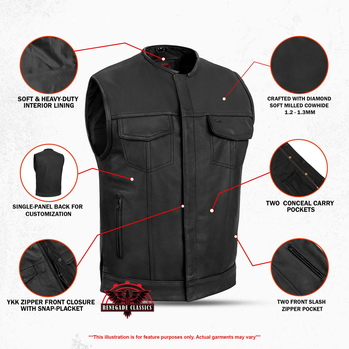 Eclipse Black Motorcycle Vest - Hidden Smart Access Pockets & Durable Lining