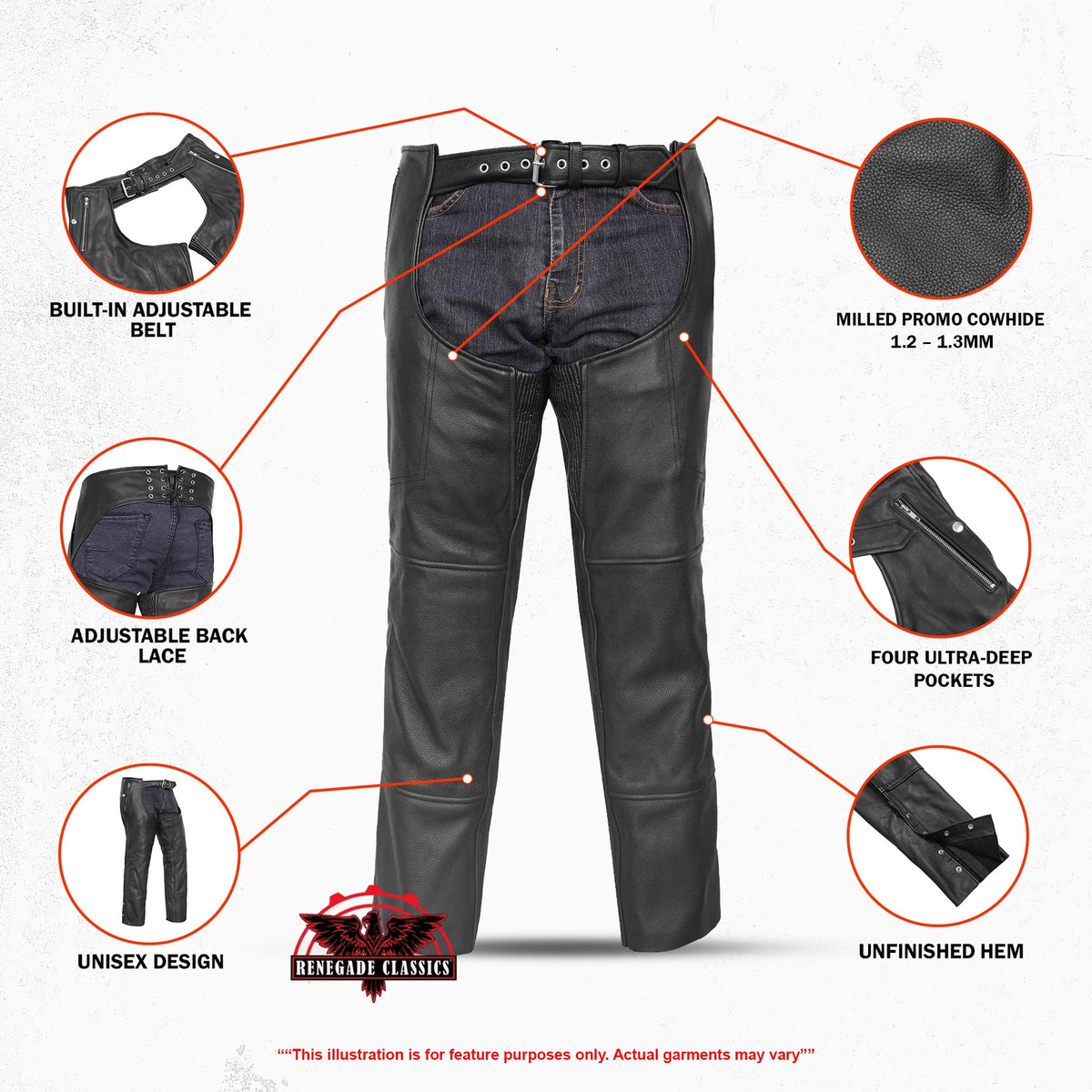 Unisex Double Deep Pocket Thermal Lined Chaps