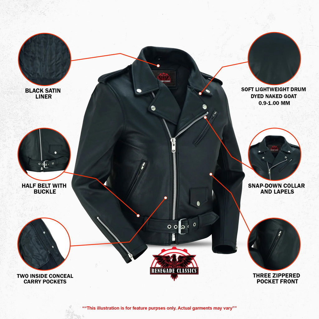 Women's Classic Plain Side Fitted M/C Style Jacket