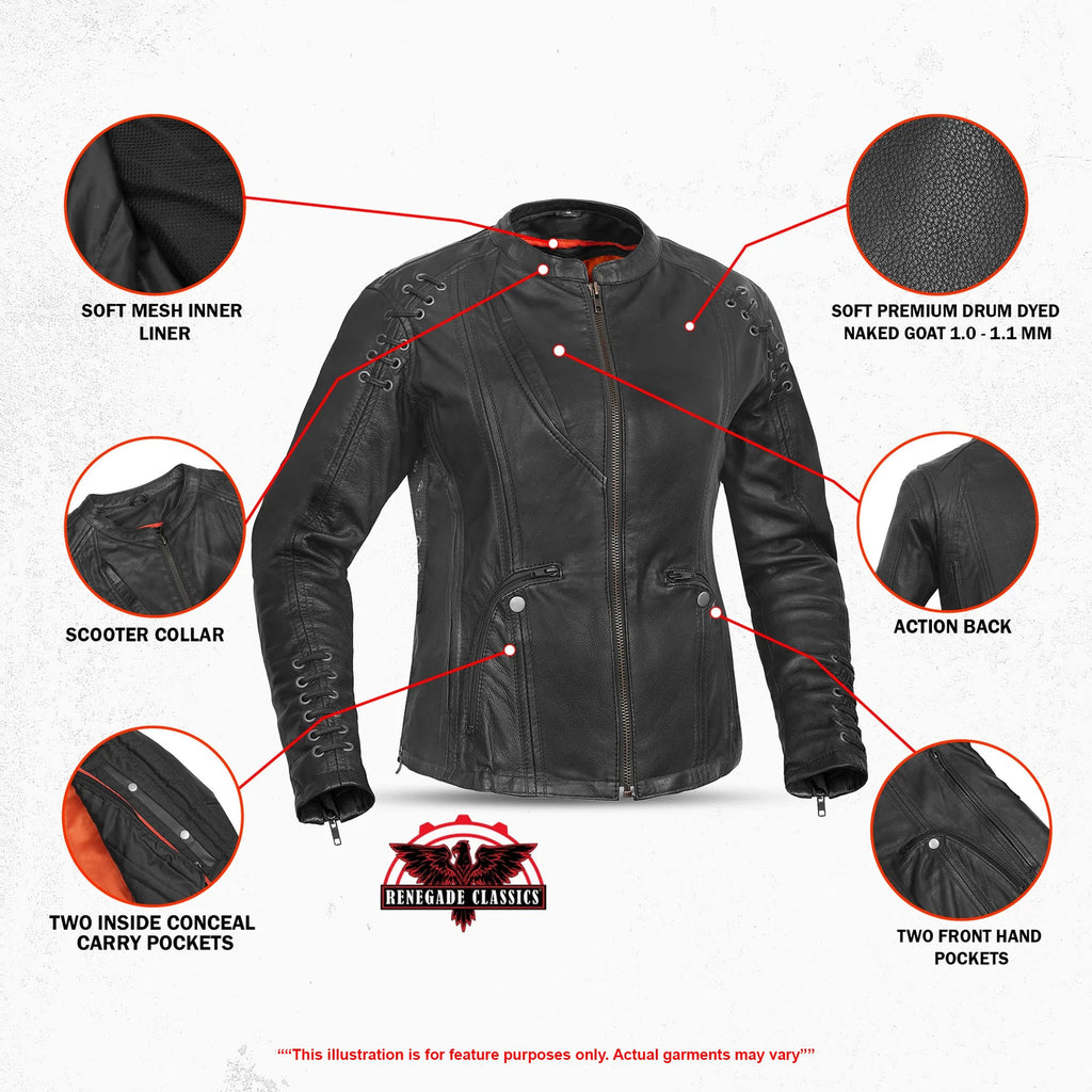 Women's Stylish Jacket with Grommet and Lacing Accents