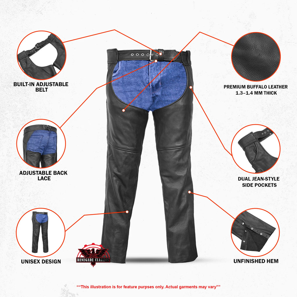 Tall Classic Leather Chaps with Jeans Pockets