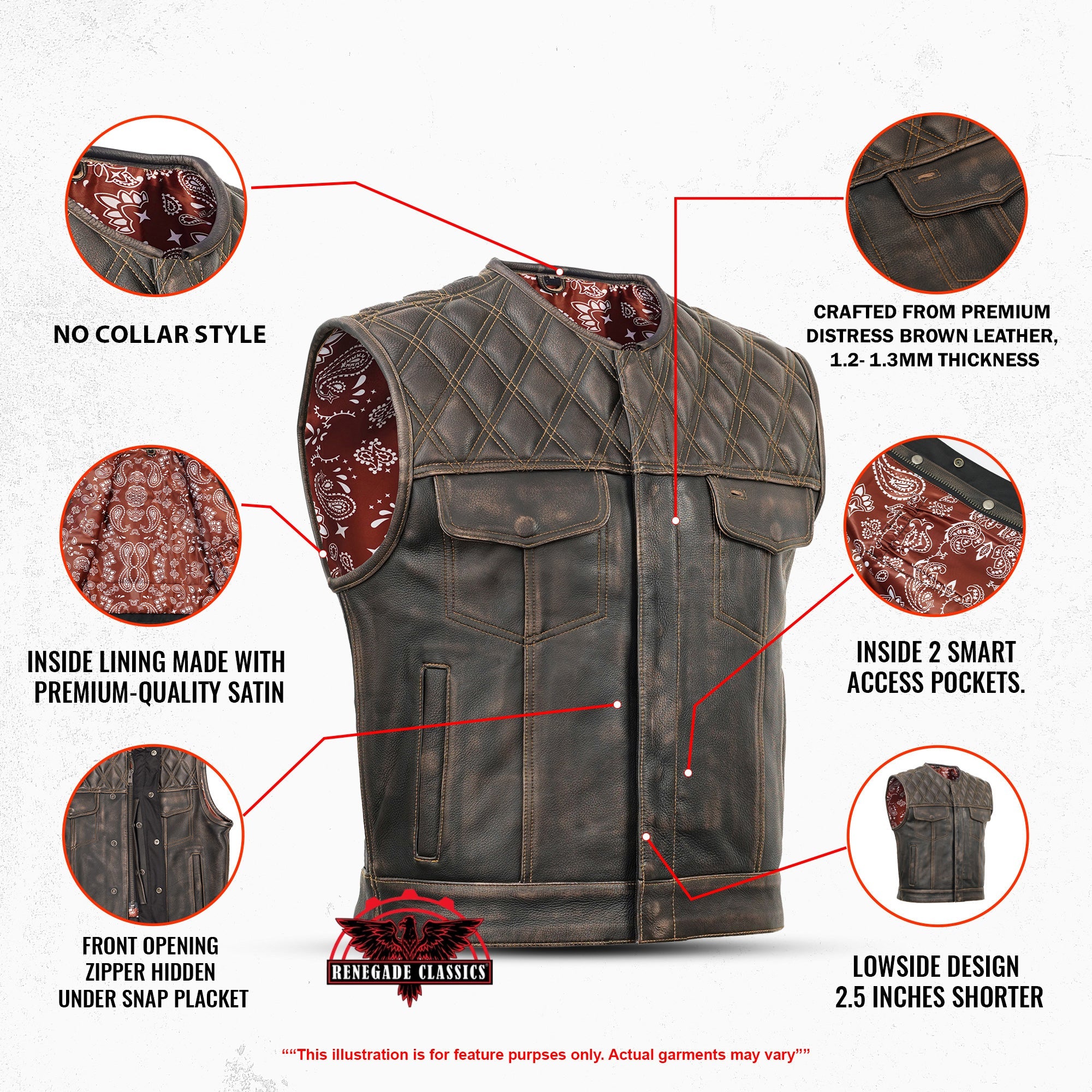 Liberty Knight - Lowcut Blaze Lowside Men's Leather Vest