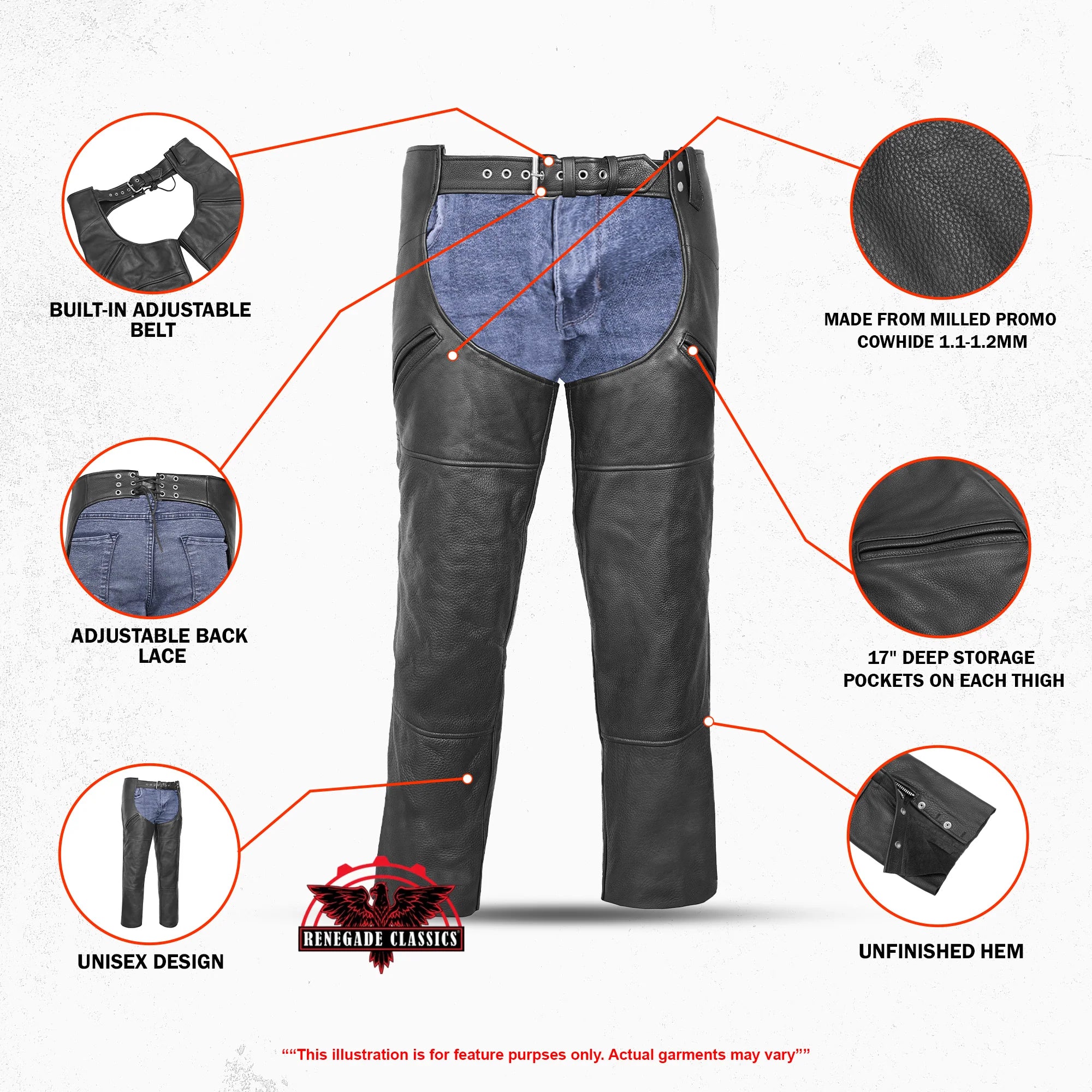 Unisex Economy Double Deep Pocket Chaps