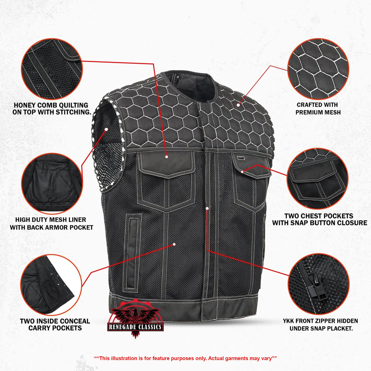 Zenthor Mens Mesh Motorcycle Vest