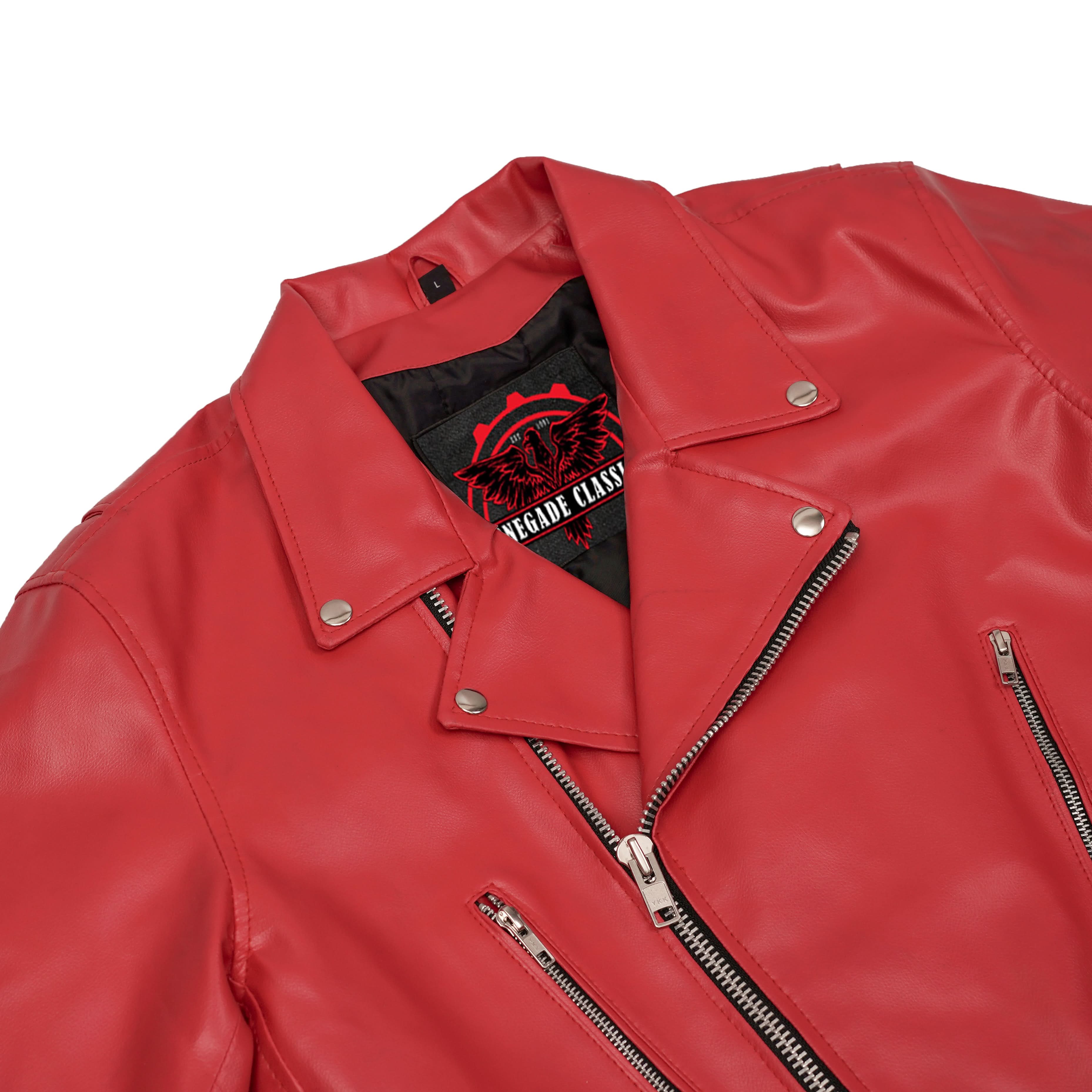 Crimson Firebrand Men’s Faux Leather Motorcycle Jacket