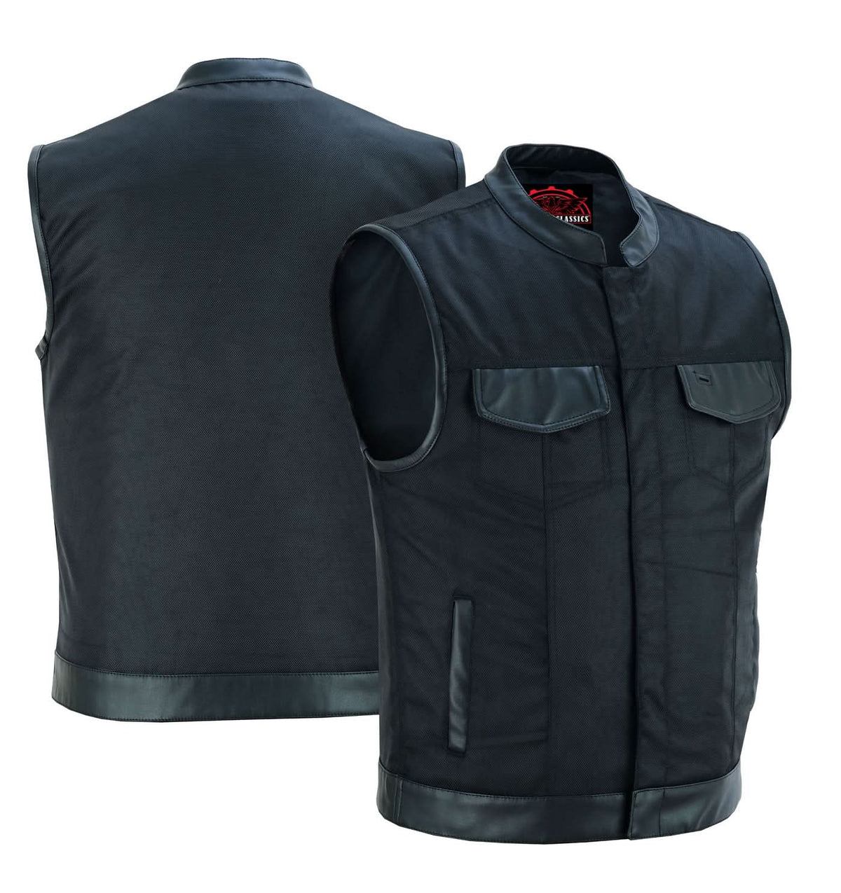 Concealed Snap Closure, Textile Material, Scoop Collar & Hidden
