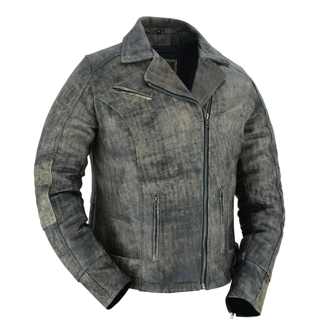 Shen Antique Brown Women's Leather Motorcycle Jacket