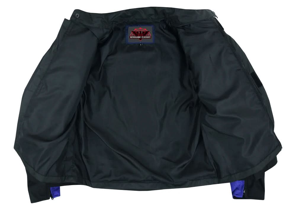 Cross Wind Micro Mesh Mens Motorcycle Jacket - Blue