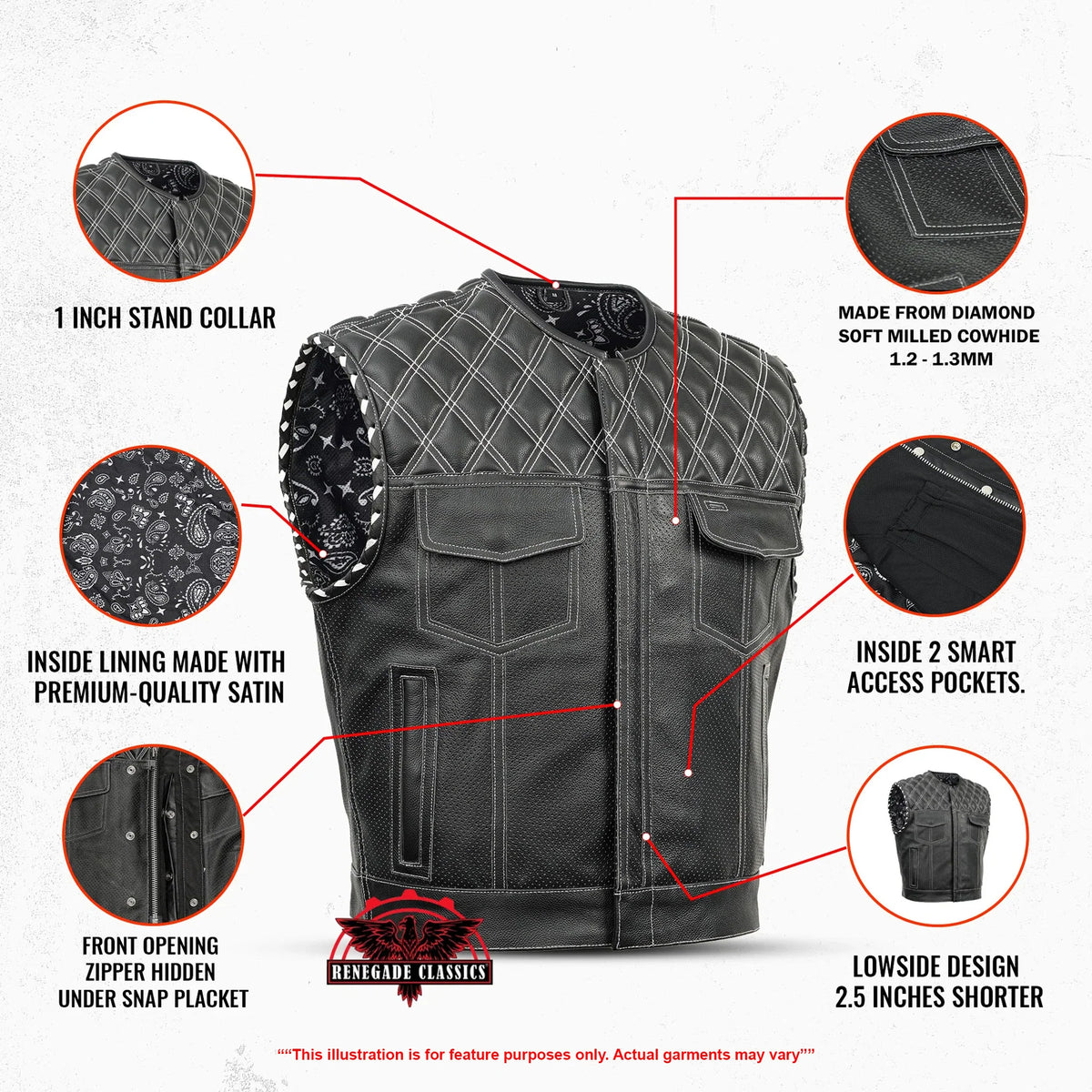 Blaze Lowcut Chrome Phantom Men's Leather Vest