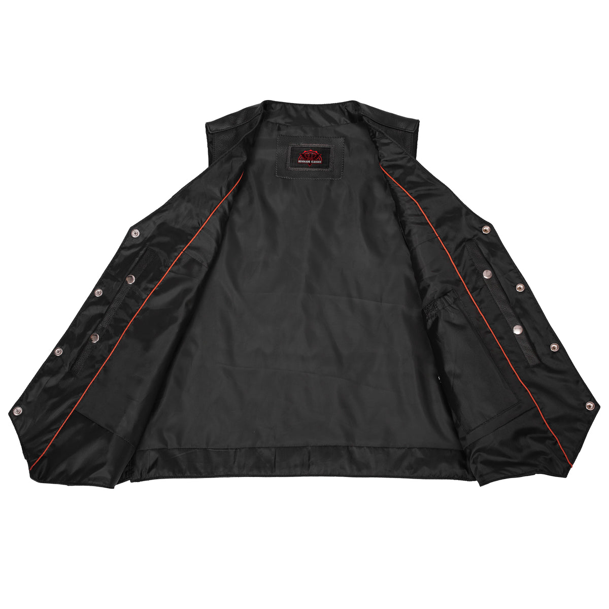 Men's Milled Single Back Panel Leather Vest - Black