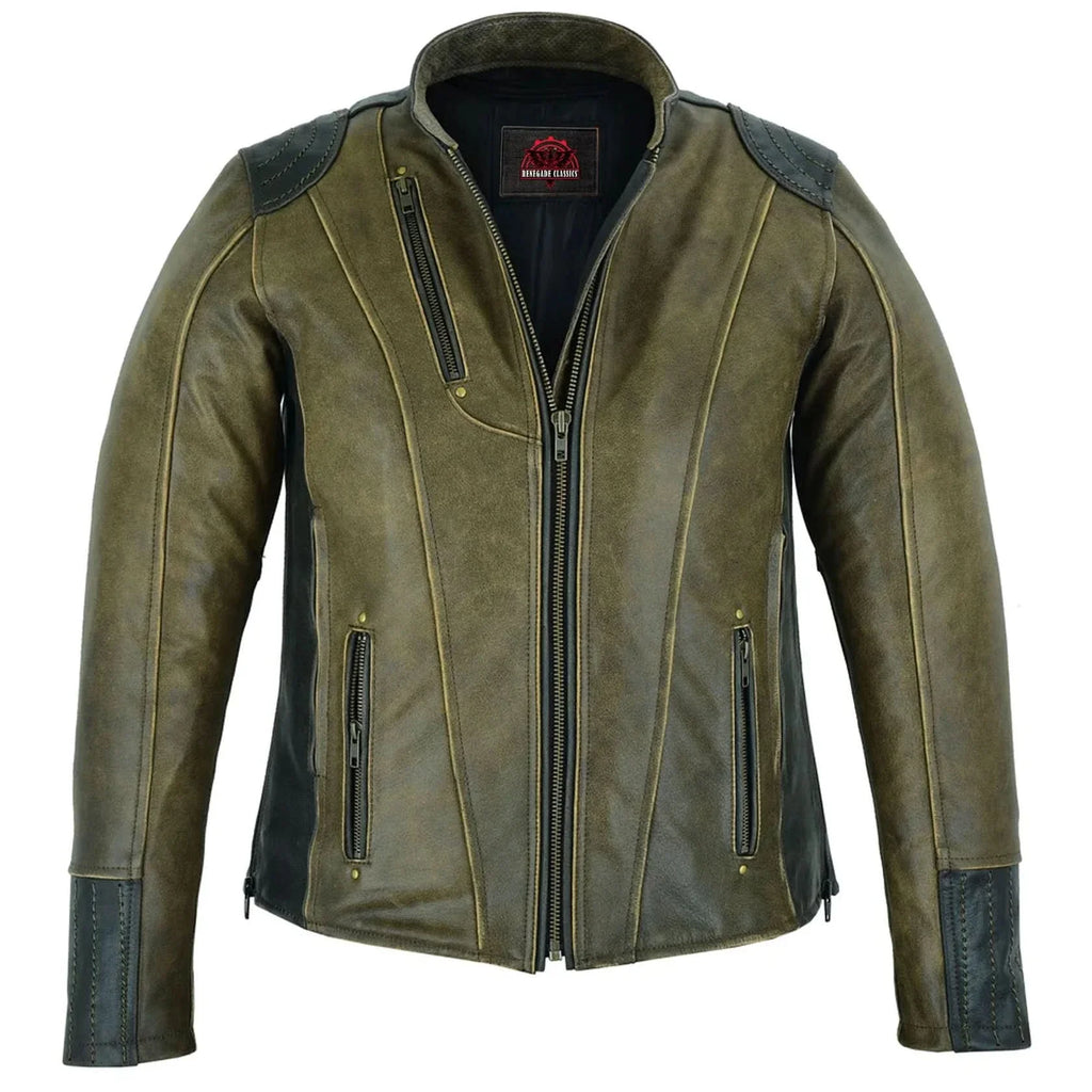Spirit Rider Women's Vintage Brown Leather Motorcycle Jacket