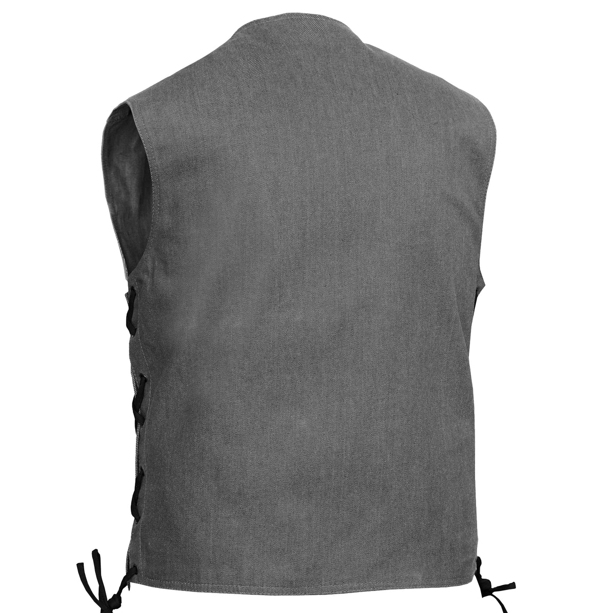 Men's Rough Rub-Off Raw Finish Broken Gray Denim Vest
