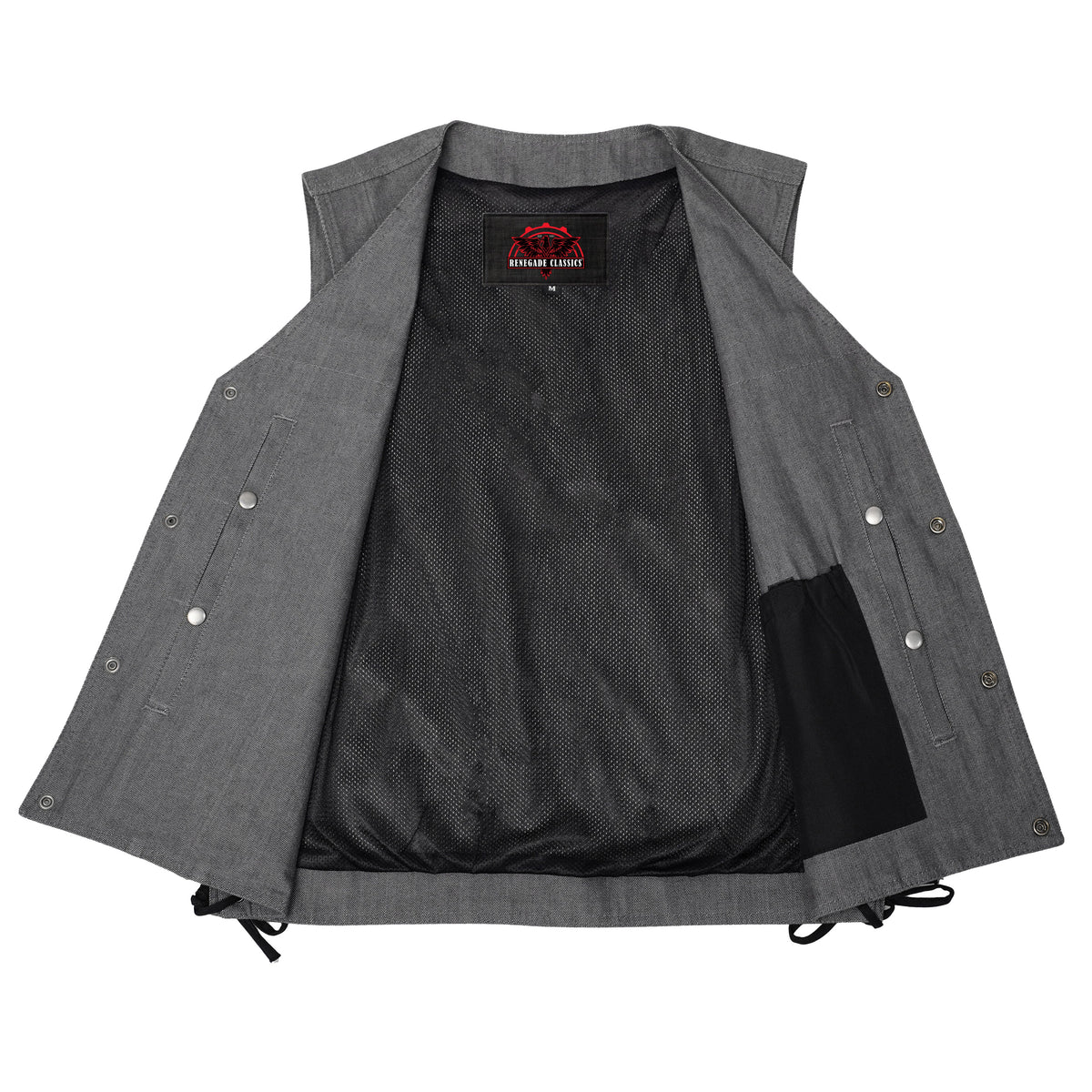 Men's Rough Rub-Off Raw Finish Broken Gray Denim Vest