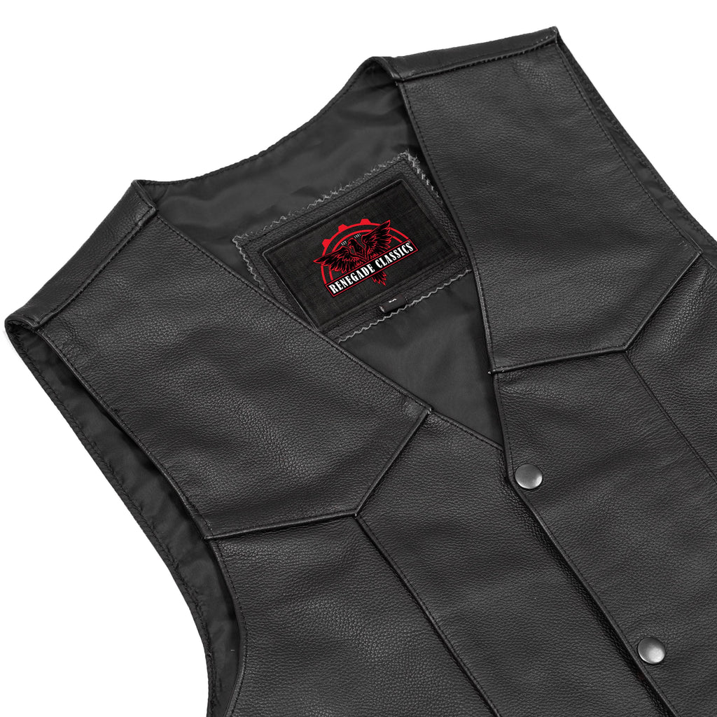 Men's Traditional Leather side lacing Vest - Black