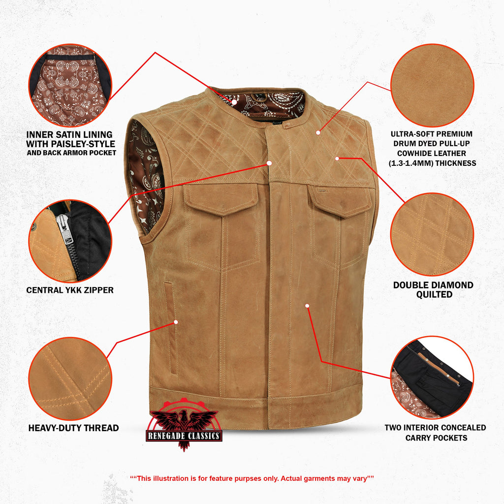 Rustic Rebel™ Lowcut Men’s Brown Leather Vest