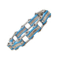 VJ114 Two Tone Silver/Turquoise W/White Crystal Centers
