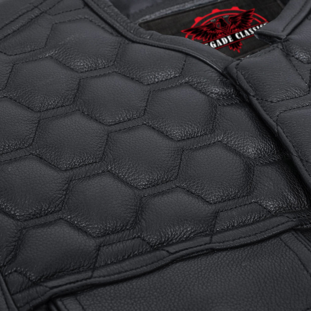 Black Horse Men's Leather Motorcycle Vest